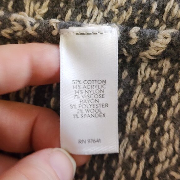 J Jill Womens M Fair Isle Boucle Duster Cardigan Sweater Gray Ivory Cotton Blnd - Picture 10 of 10